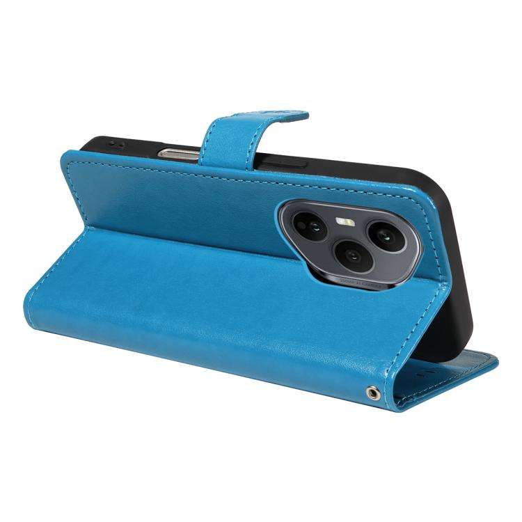 For Honor 400 Pro Global 160.8mm Cat and Bee Embossed Flip Leather Phone Case(Blue)