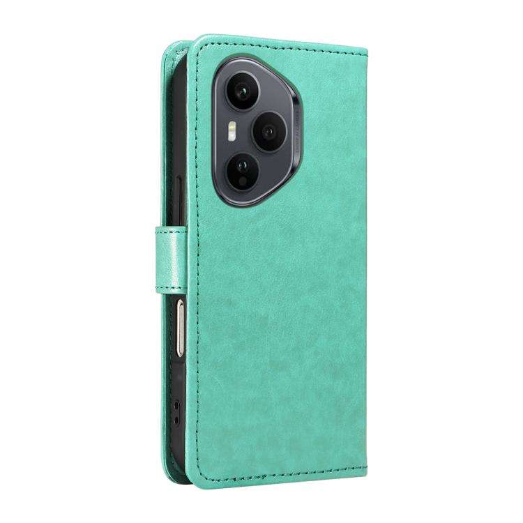 For Honor 400 Pro Global 160.8mm Cat and Bee Embossed Flip Leather Phone Case(Green)