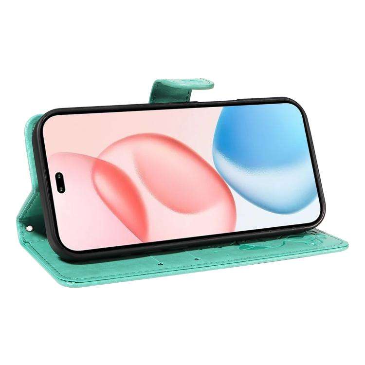 For Honor 400 Pro Global 160.8mm Cat and Bee Embossed Flip Leather Phone Case(Green)