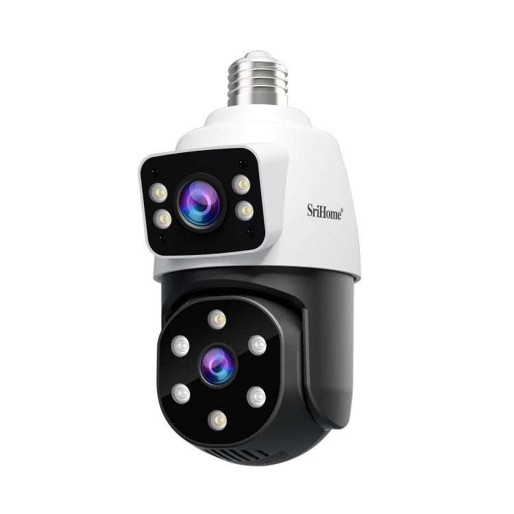 SriHome SH068 E27 4MP HD Dual Lens Light Bulb Camera Outdoor IP66 Waterproof(White)