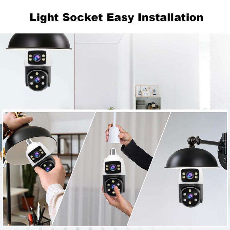 SriHome SH068 E27 4MP HD Dual Lens Light Bulb Camera Outdoor IP66 Waterproof(White)