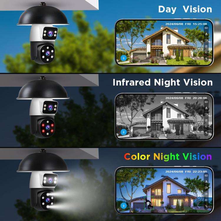 SriHome SH068 E27 4MP HD Dual Lens Light Bulb Camera Outdoor IP66 Waterproof(White)