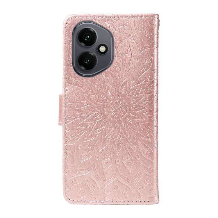 For Honor 400 Global 156.5mm Embossed Sunflower Pattern Flip Leather Phone Case(Pink)