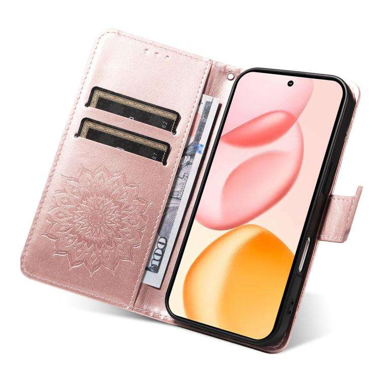 For Honor 400 Global 156.5mm Embossed Sunflower Pattern Flip Leather Phone Case(Pink)
