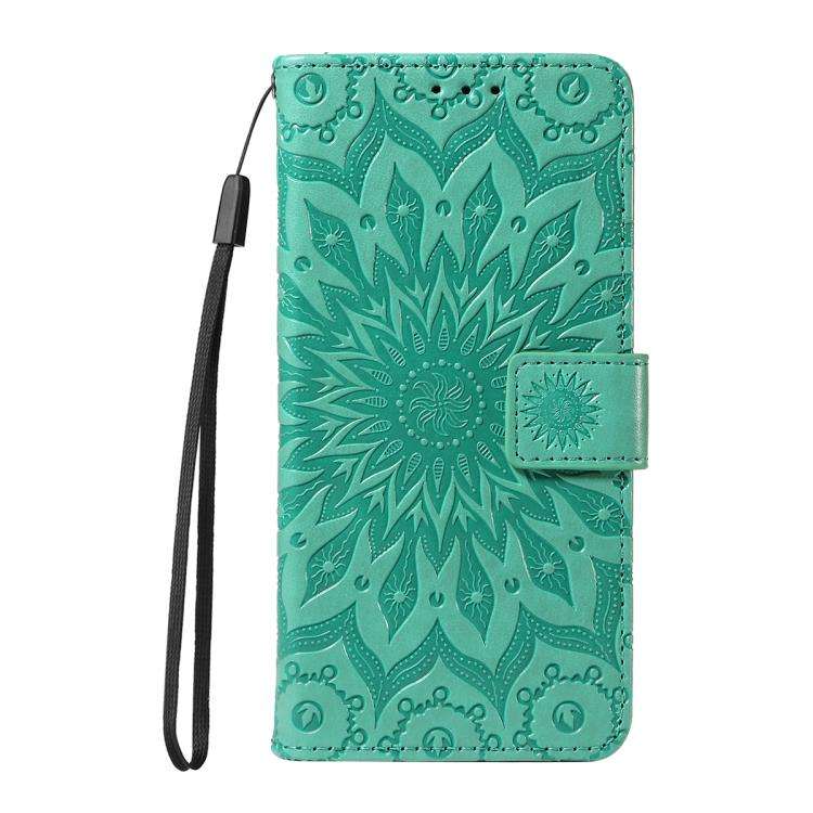 For Honor 400 Global 156.5mm Embossed Sunflower Pattern Flip Leather Phone Case(Green)