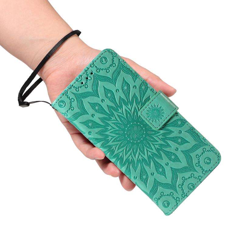 For Honor 400 Global 156.5mm Embossed Sunflower Pattern Flip Leather Phone Case(Green)