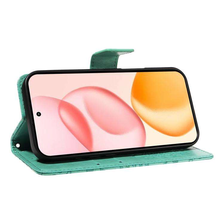 For Honor 400 Global 156.5mm Embossed Sunflower Pattern Flip Leather Phone Case(Green)