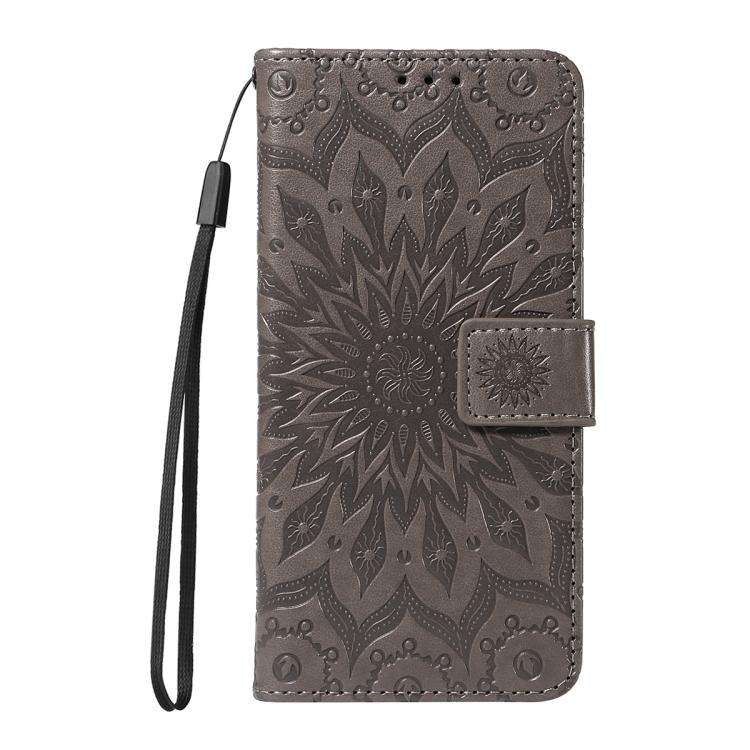 For Honor 400 Pro Global 160.8mm Embossed Sunflower Pattern Flip Leather Phone Case(Grey)