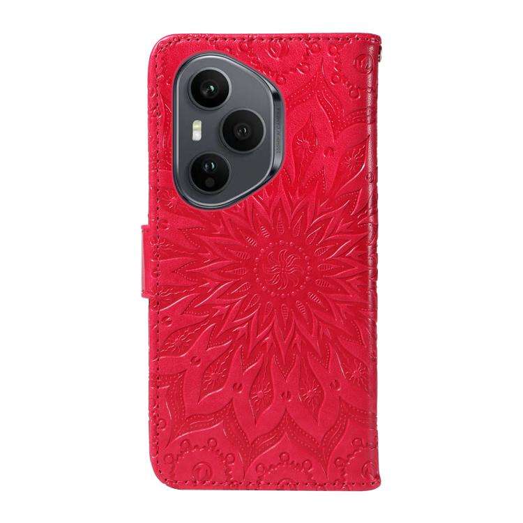 For Honor 400 Pro Global 160.8mm Embossed Sunflower Pattern Flip Leather Phone Case(Red)