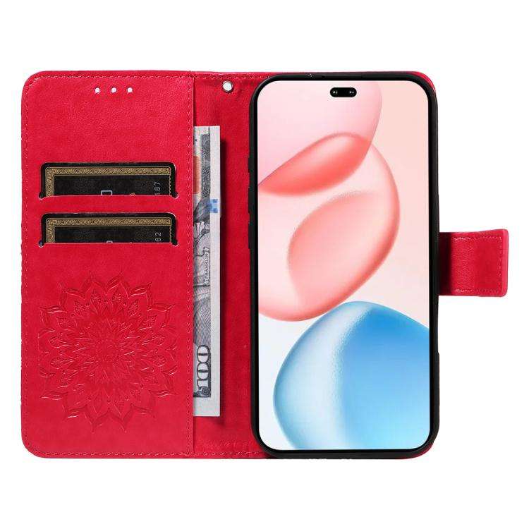 For Honor 400 Pro Global 160.8mm Embossed Sunflower Pattern Flip Leather Phone Case(Red)