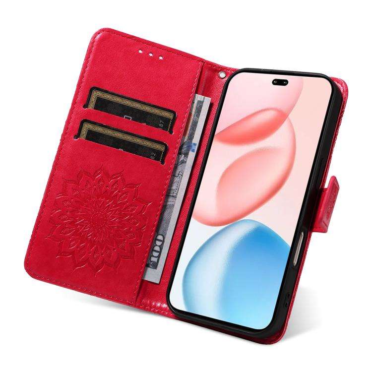 For Honor 400 Pro Global 160.8mm Embossed Sunflower Pattern Flip Leather Phone Case(Red)