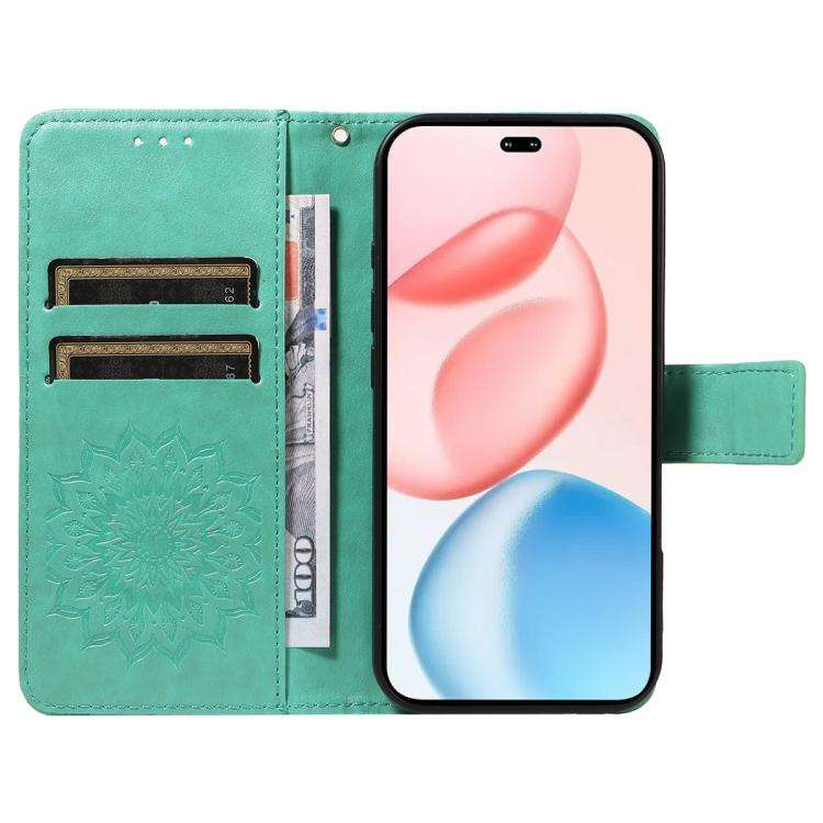 For Honor 400 Pro Global 160.8mm Embossed Sunflower Pattern Flip Leather Phone Case(Green)
