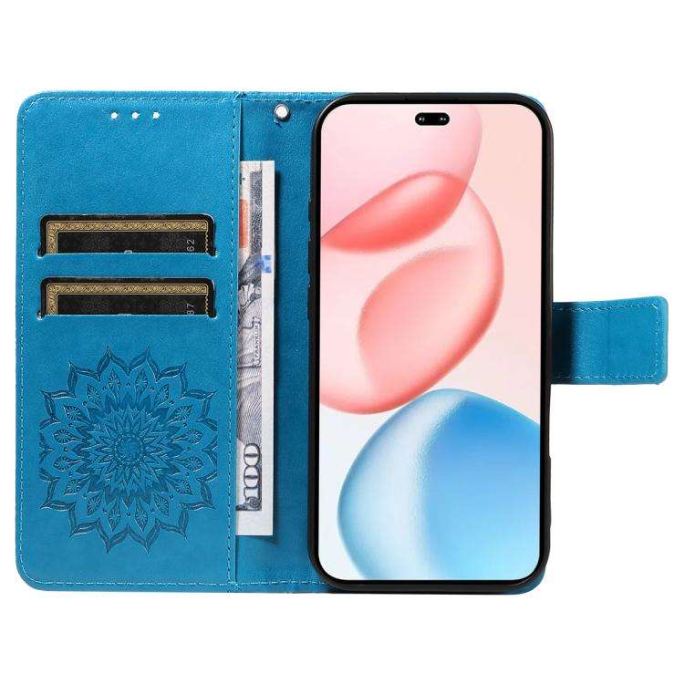 For Honor 400 Pro Global 160.8mm Embossed Sunflower Pattern Flip Leather Phone Case(Blue)