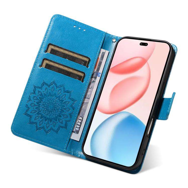 For Honor 400 Pro Global 160.8mm Embossed Sunflower Pattern Flip Leather Phone Case(Blue)