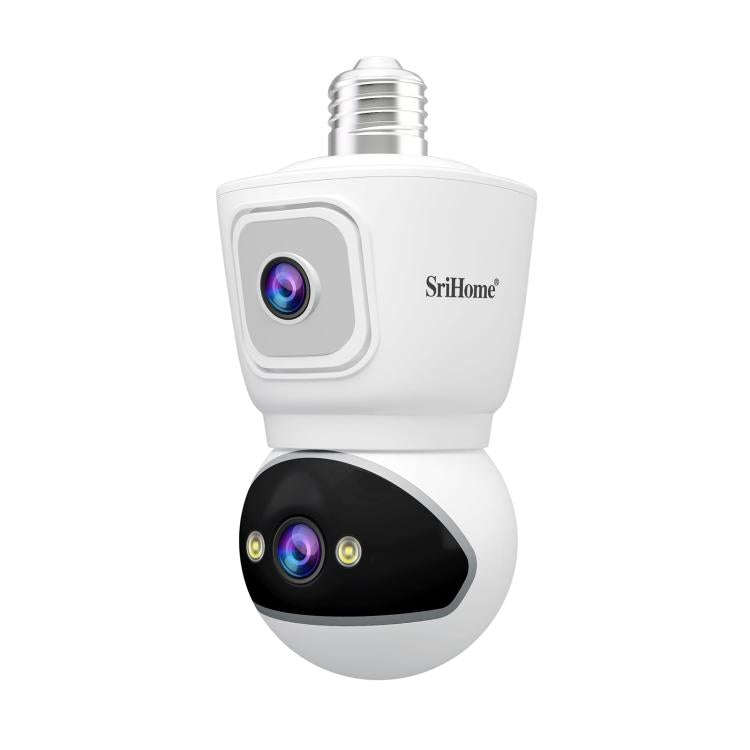 SriHome SH067 E27 4MP HD Dual Lens Light Bulb Camera for Indoor(White)