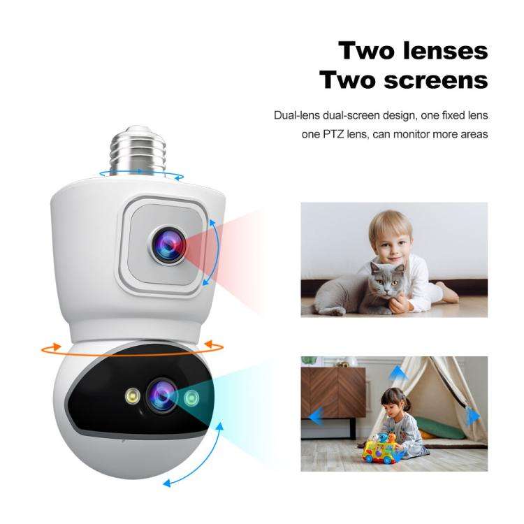 SriHome SH067 E27 4MP HD Dual Lens Light Bulb Camera for Indoor(White)
