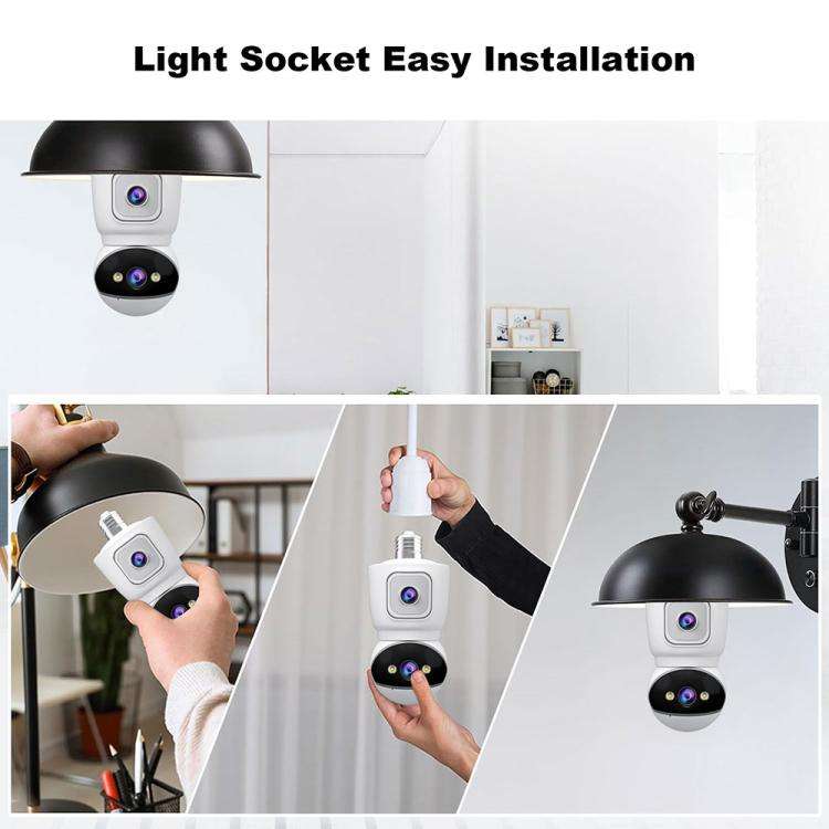 SriHome SH067 E27 4MP HD Dual Lens Light Bulb Camera for Indoor(White)
