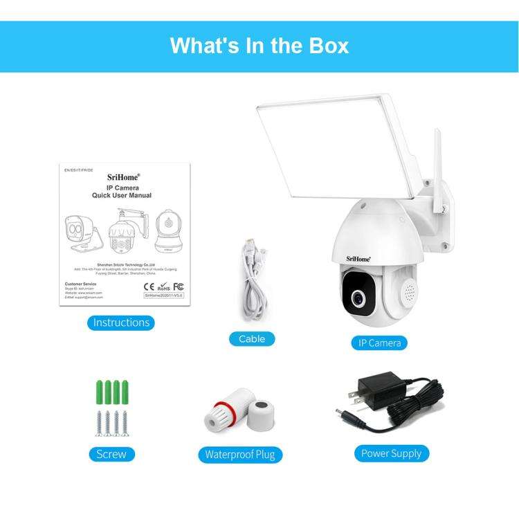 SriHome SH039 5MP QHD 5G WiFi Courtyard Floodlight Dome Camera(UK Plug)