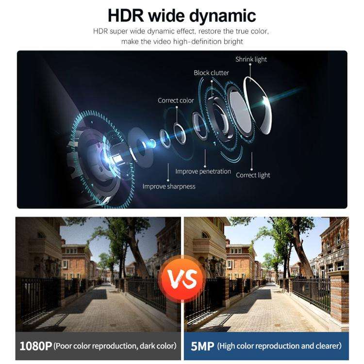 SriHome SH039 5MP QHD 5G WiFi Courtyard Floodlight Dome Camera(UK Plug)