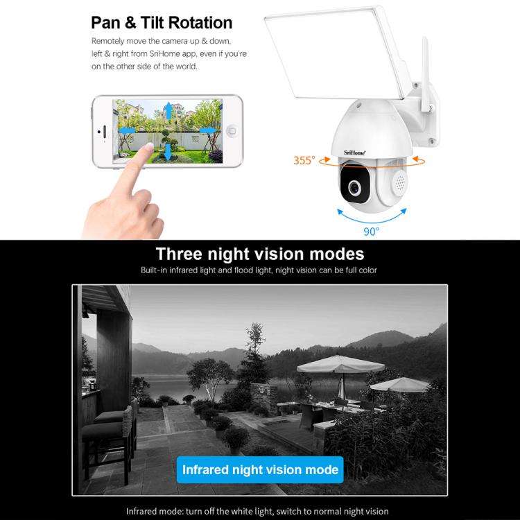 SriHome SH039 5MP QHD 5G WiFi Courtyard Floodlight Dome Camera(UK Plug)