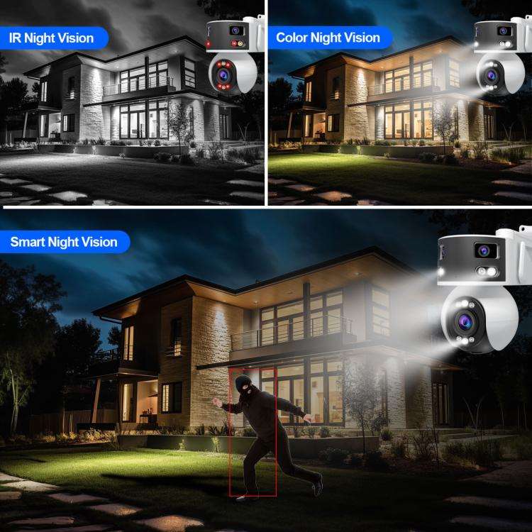 SriHome SH055 8MP HD Multi-lens 5X Optical Zoom Lens Panoramic PTZ Dome Camera(US Plug)