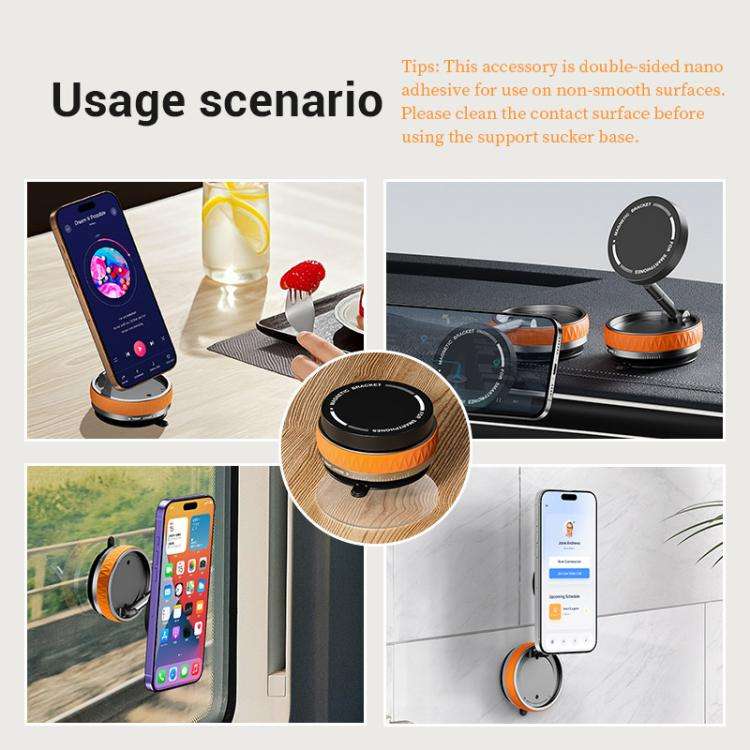 K10B Car Rotatable Vacuum Magnetic Foldable Phone Holder(Orange)