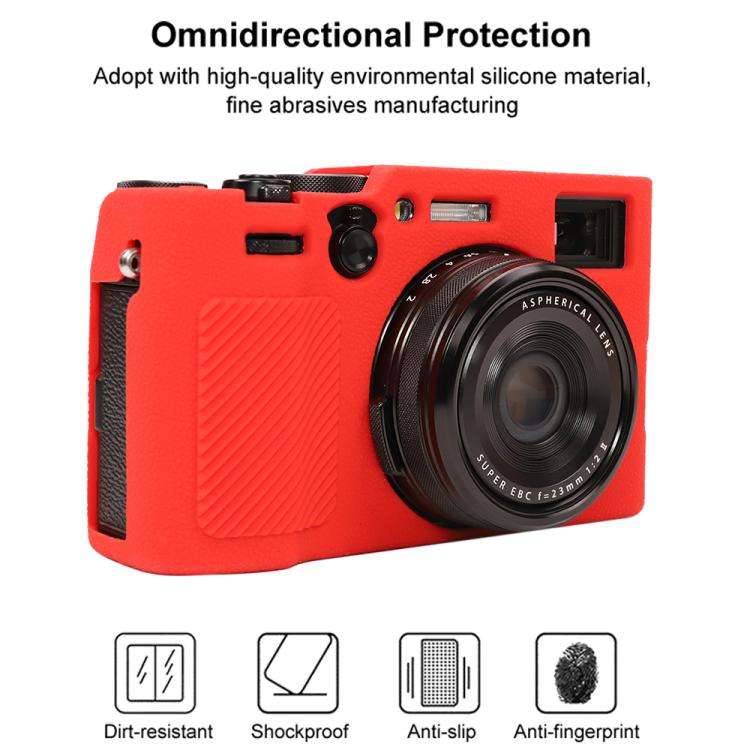 For FUJIFILM X100VI Litchi Texture Soft Silicone Protective Case(Red)