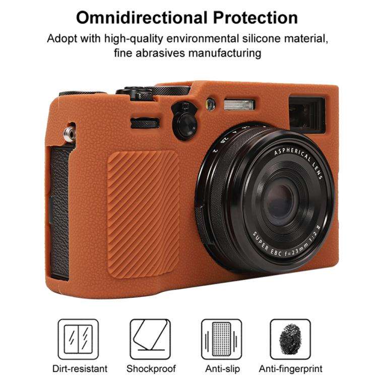 For FUJIFILM X100VI Litchi Texture Soft Silicone Protective Case(Brown)