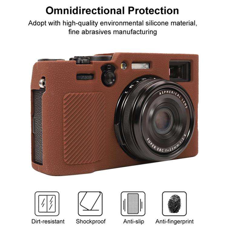 For FUJIFILM X100VI Litchi Texture Soft Silicone Protective Case(Coffee)