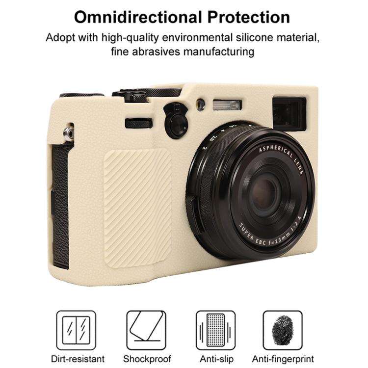 For FUJIFILM X100VI Litchi Texture Soft Silicone Protective Case(White)