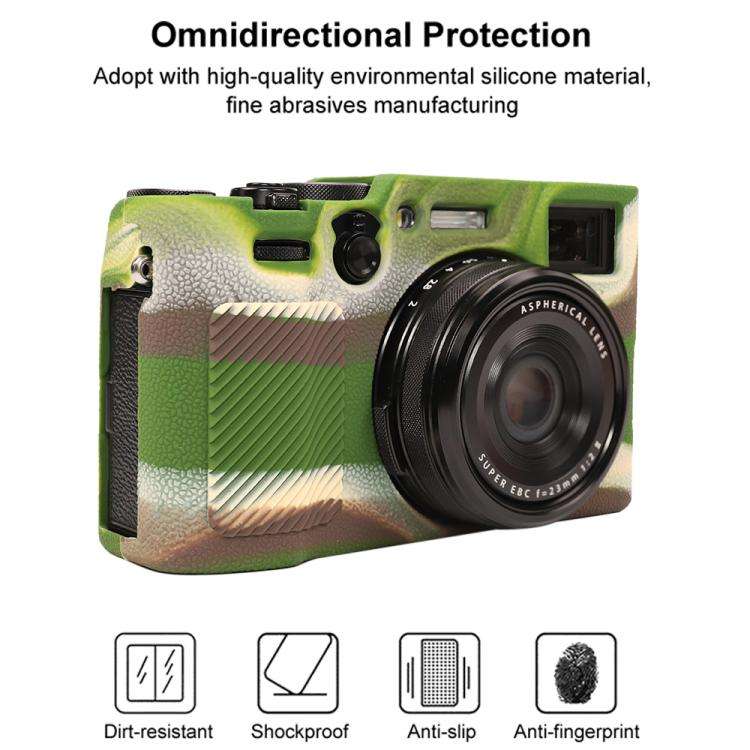 For FUJIFILM X100VI Litchi Texture Soft Silicone Protective Case(Camouflage)