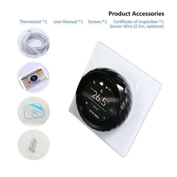 BHT-2007-P16-GC Boiler Heating 1.6 inch TFT Color Screen Threaded Knob Thermostat(White Black)