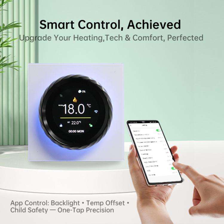 BHT-2007-P16-GC Boiler Heating 1.6 inch TFT Color Screen Threaded Knob Thermostat(White Black)