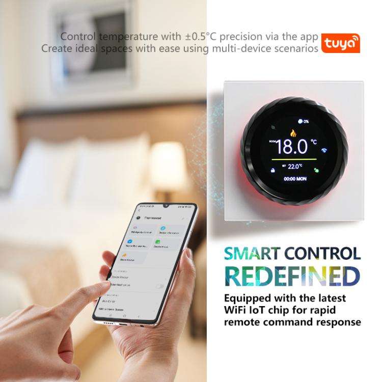 BHT-2007-P16-GALW Water Heating  1.6 inch TFT Color Screen WiFi Smart hreaded Knob Thermostat(Whi...