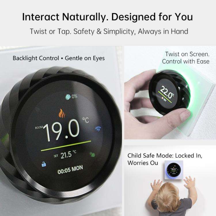 BHT-2007-P16-GALW Water Heating  1.6 inch TFT Color Screen WiFi Smart hreaded Knob Thermostat(Whi...