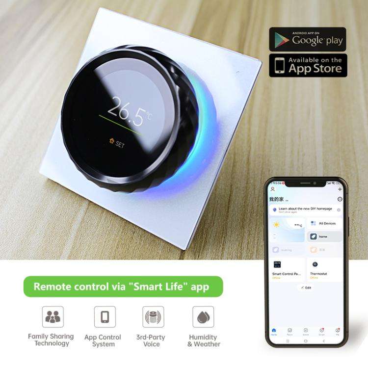 BHT-2007-P16-GALW Water Heating  1.6 inch TFT Color Screen WiFi Smart hreaded Knob Thermostat(Whi...