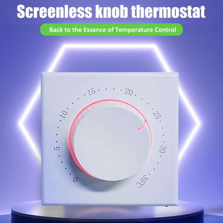 BHT-101GBL Electric Heating Smart Home Screenless Knob Thermostat with Dual Color LED Indicator(W...