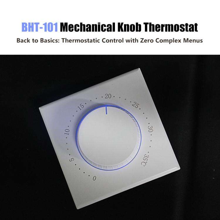 BHT-101GBL Electric Heating Smart Home Screenless Knob Thermostat with Dual Color LED Indicator(W...