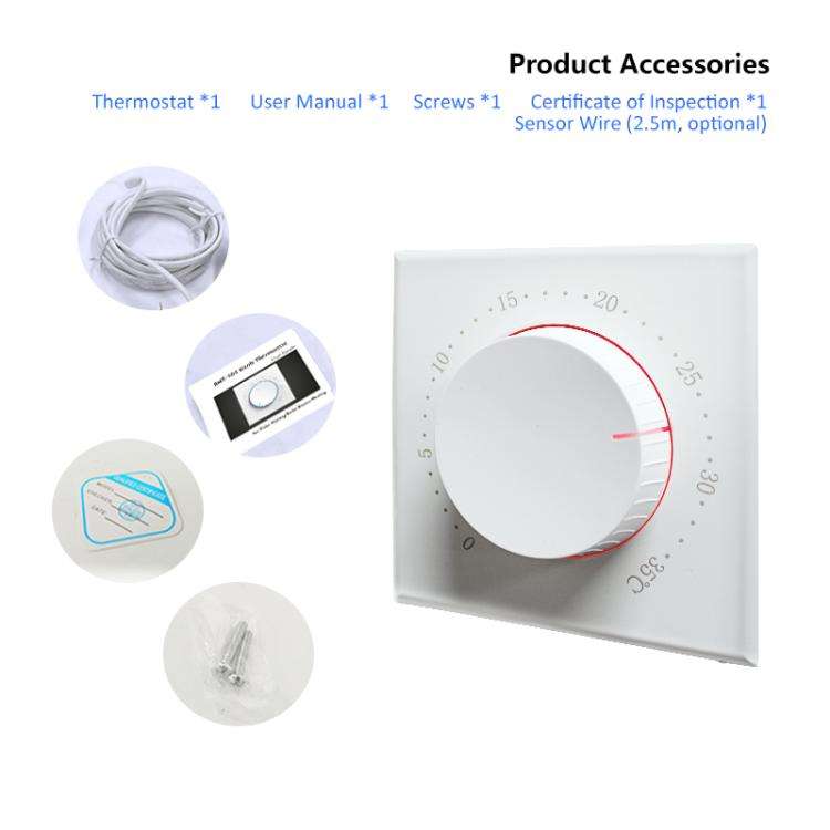 BHT-101GCL Boiler Heating Smart Home Screenless Knob Thermostat with Dual Color LED Indicator(White)