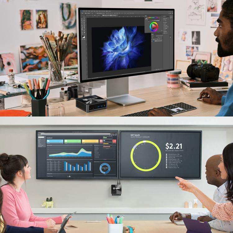 BMAX B5A Pro Windows 11 Mini PC, 16GB+512GB, AMD Ryzen 7 CPU, Support 3 Monitors Output(US Plug)
