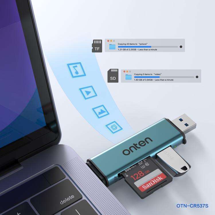 Onten OTN-CR537S 5 in 1 Type-C to USB with Micro SD/TF Card Reader(Pine Green)