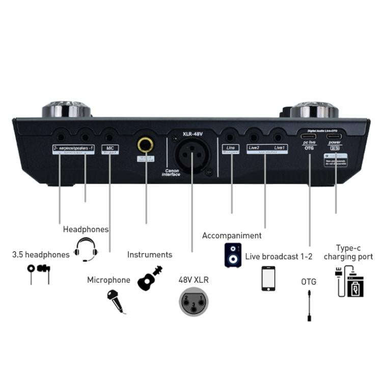 SX97 Multi-function Professional Mixer Live Streaming Sound Card(Black)
