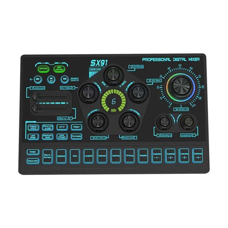 SX91 Multi-function Professional Mixer Mobile Phone Computer Live Streaming Sound Card(Black)