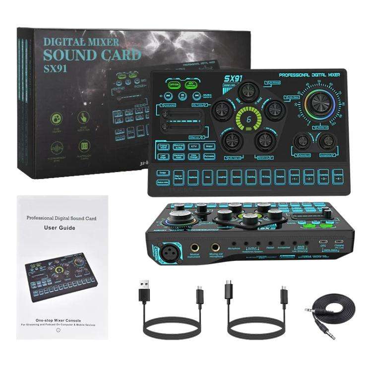 SX91 Multi-function Professional Mixer Mobile Phone Computer Live Streaming Sound Card(Black)