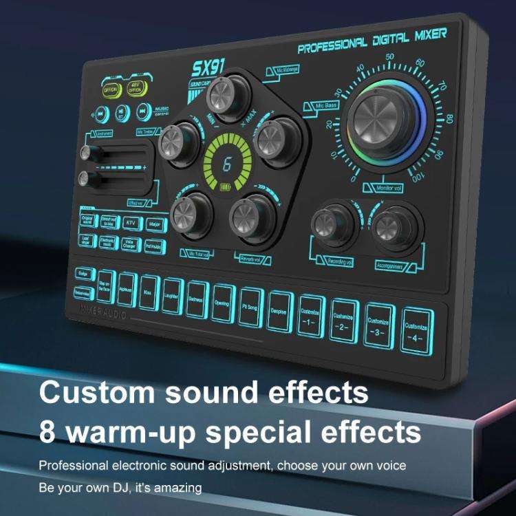 SX91 Multi-function Professional Mixer Mobile Phone Computer Live Streaming Sound Card(Black)