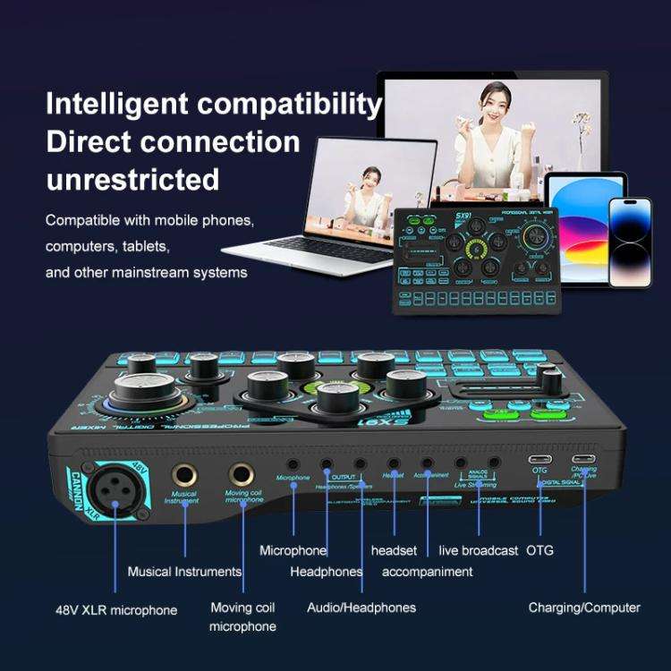 SX91 Multi-function Professional Mixer Mobile Phone Computer Live Streaming Sound Card(Black)