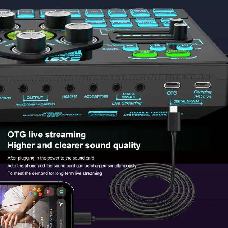 SX91 Multi-function Professional Mixer Mobile Phone Computer Live Streaming Sound Card(Black)