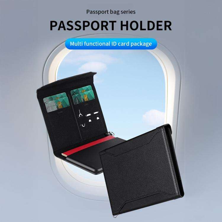Multifunctional Magnetic Passport Card Holder RFID Anti-theft Document Bag(Purple)