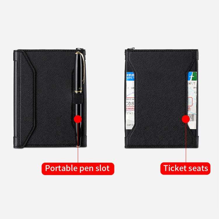 Multifunctional Magnetic Passport Card Holder RFID Anti-theft Document Bag(Grey)