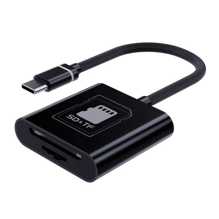 2 in 1 SD + TF Card Slot Reader, Interface:Type-C(Black)